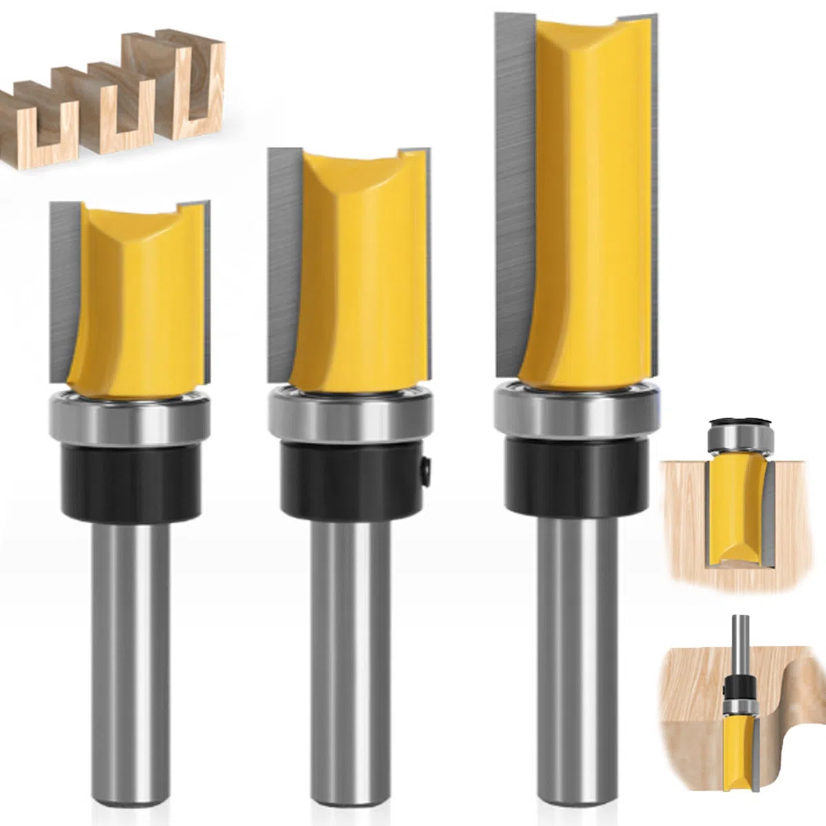 Lankai 3 Piezas Fresas Para Madera 8mm, Fresas Madera 8mm, 8mm Fresas Para Madera, Doble Flauta Fresa, Para Todo Tipo de Máquinas de Corte y Grabado (Eje de 8 mm)