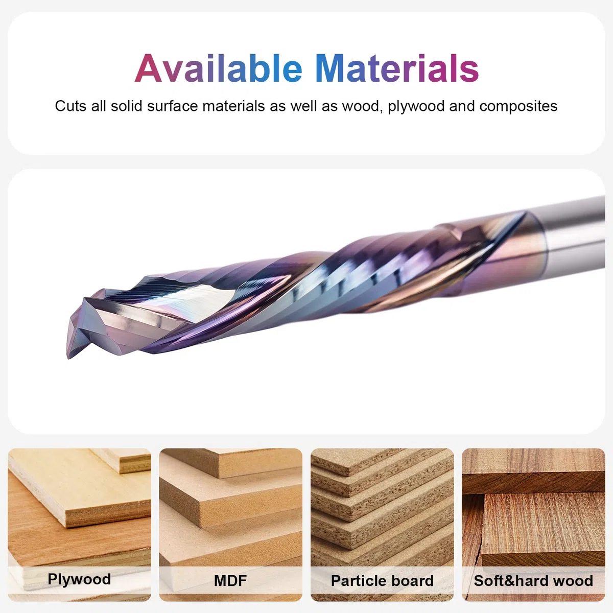 SpeTool Fresas para Madera 8 mm Fresa de Ranurar Compresión Fresa Helicoidal CNC Carburo Sólido Fresa Espiral con Revestimiento TAC HRC55 Extralarga Longitud de Corte 32mm Fresas de Corte de Madera
