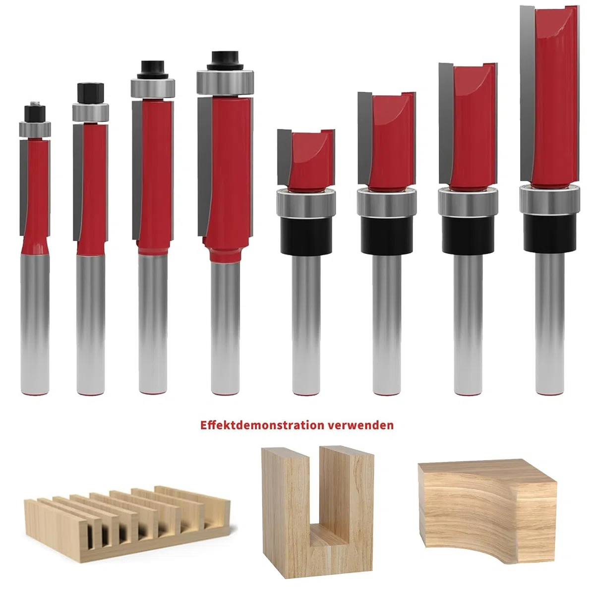 27 piezas de juego de fresas de enrasado de 8 mm con mango, con bits de martillo magnético, rodamientos, llaves, fresas de vástago de 8 mm, herramientas para trabajar la madera, juegos de fresas de