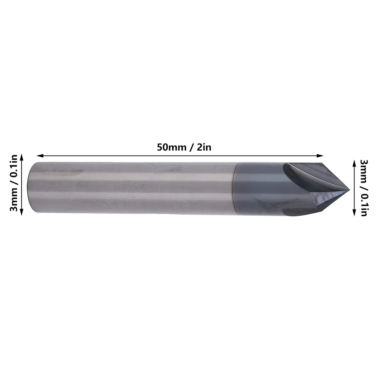Fresa De Extremo De Chaflán De 90 Grados, Broca En V De 3 Flautas, Broca De Tallado CNC De Acero De Tungsteno, Broca De Fresado Para Tallado Y Biselado CNC (D3*90°*50L)