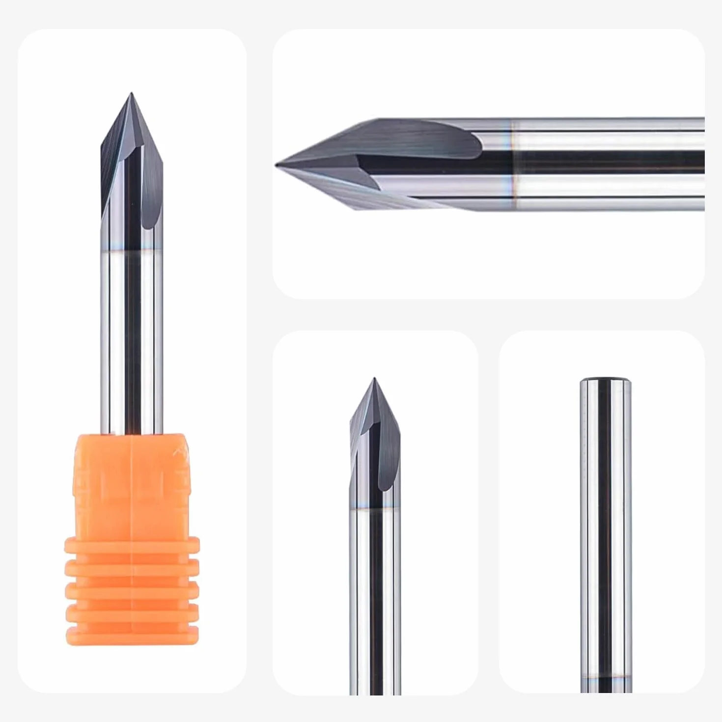 SpeTool Fresa Chaflan Fresa para Madera 6mm Fresa Grabado Fresa de Ranura en V Fresa 60 Grados 3 Filos Carburo Sólido de Tungsteno con TiAlN Revestimiento Fresas de V para CNC para Grabar Chaflanes
