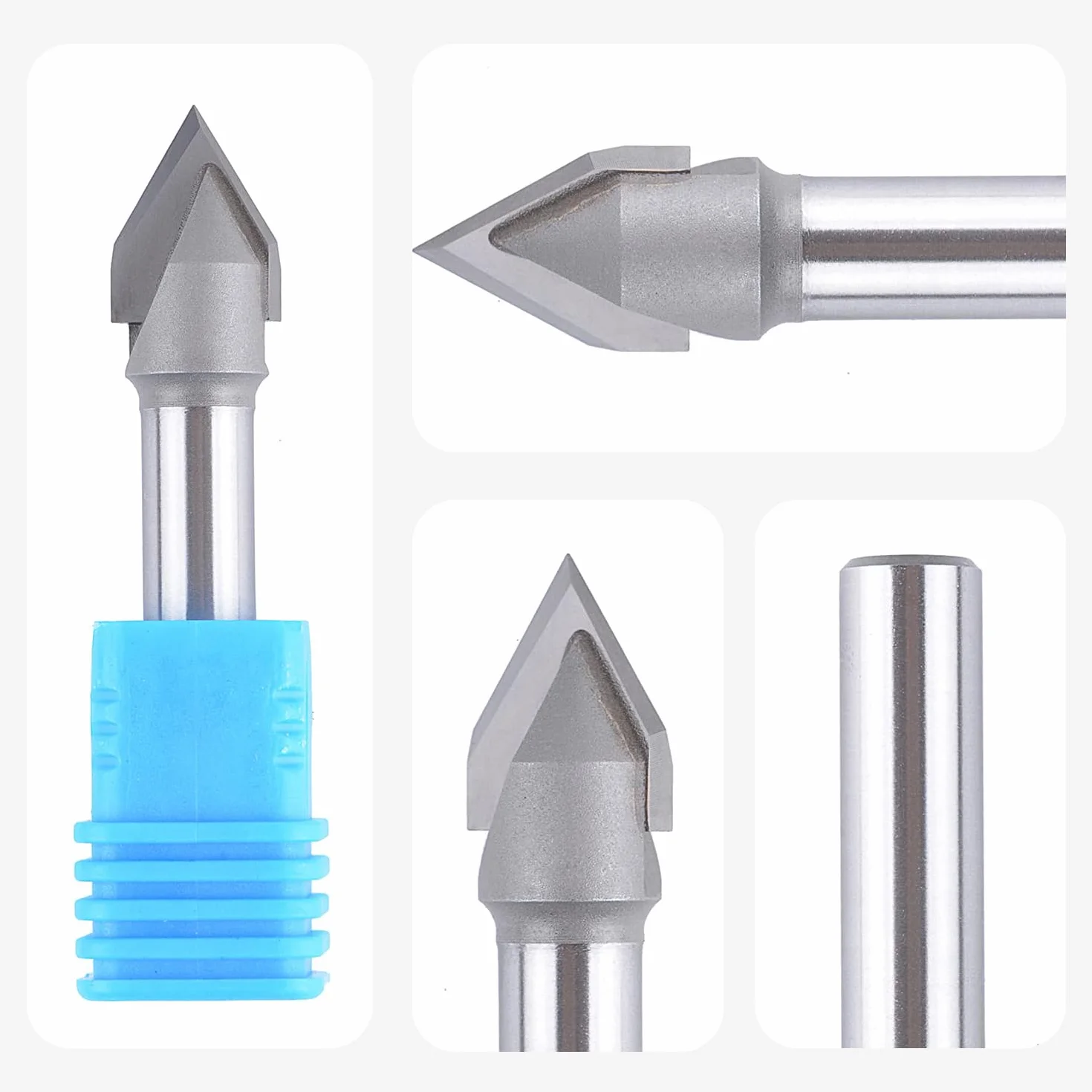 SpeTool Fresa Grabado Fresa para Madera 8mm Fresa 60 Grados Fresa Chaflan Fresas de V 2 Filos Carburo Sólido de Tungsteno con TiAlN Revestimiento para CNC Fresa de Ranura en V para Chaflanes Grabar