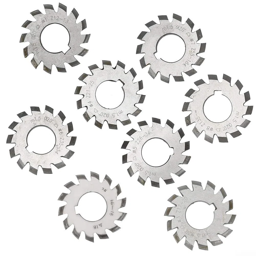 Juego de fresas de engranajes HSS M1.5, orificio de 22 mm, ángulo de presión de 20 °, módulo 1.5 engranajes cónicos para mecanizado de metales CNC