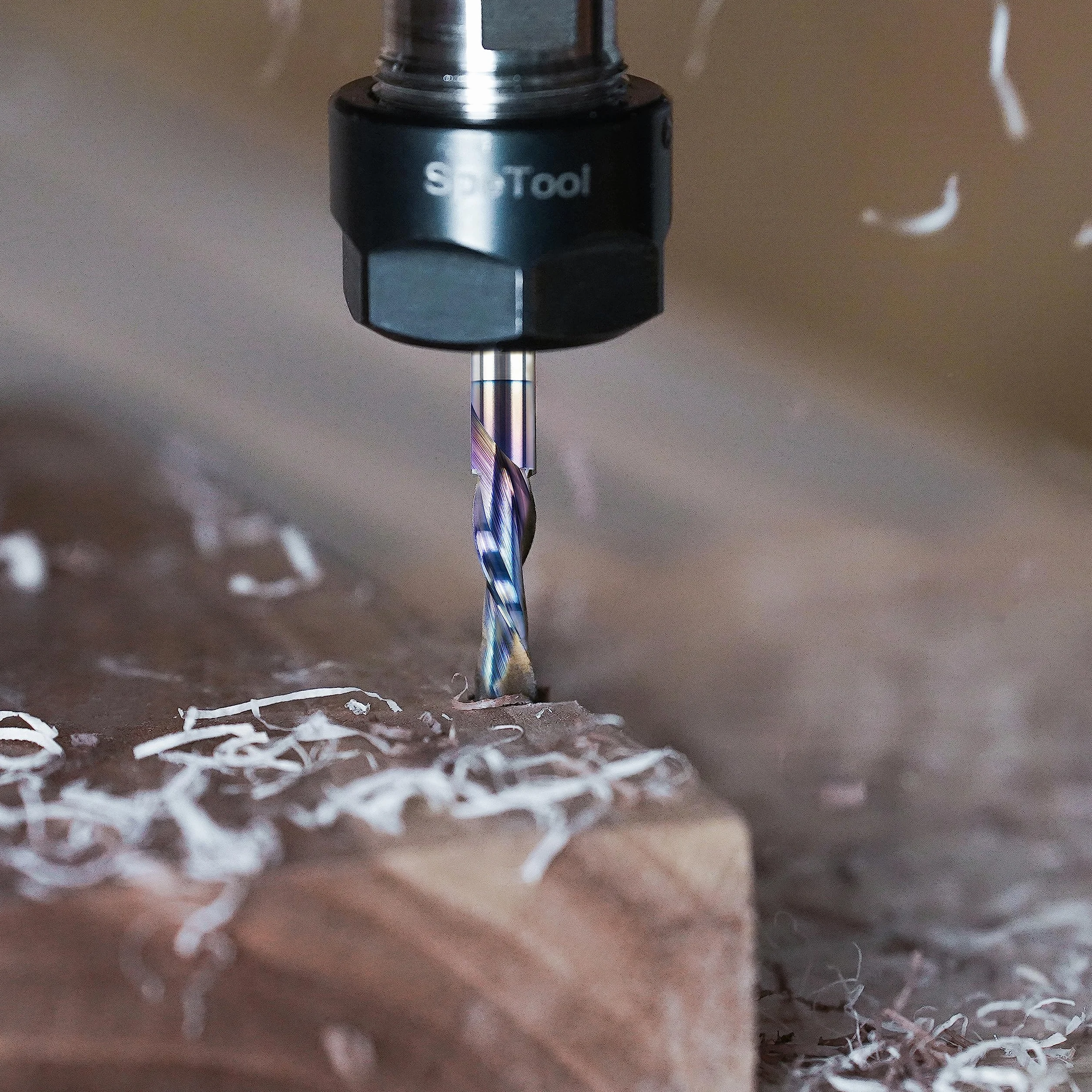 SpeTool Fresas para Madera 8 mm Fresa de Ranurar UP CUT Fresa Helicoidal HRC55 CNC Carburo Sólido Fresa Espiral Longitud de Corte 32mm con Revestimiento TAC Fresas de Corte para Cortar Madera