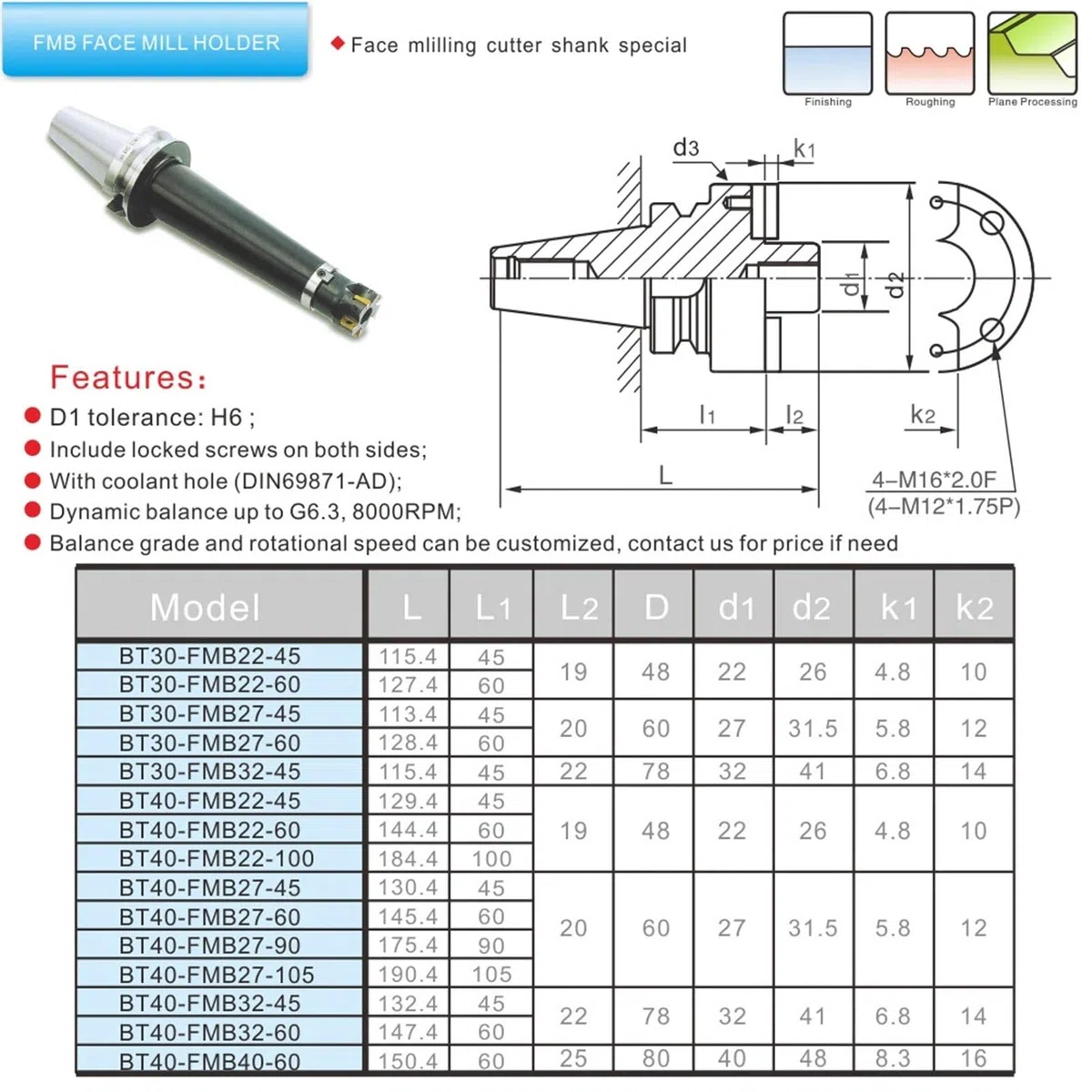 BT30 BT40 Arbor FMB FMB22 FMB32 soporte de árbol de fresado 1 Uds(BT30-FMB22-45)
