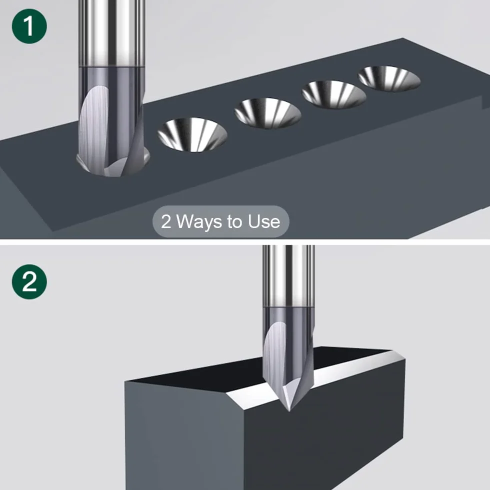 ASNOMY Fresa de torneado de 3 mm VHM con 3 hélices, fresadora de ranuras de 90 grados, fresadora CNC con revestimiento de TiAlN para máquinas herramienta y chaflanado