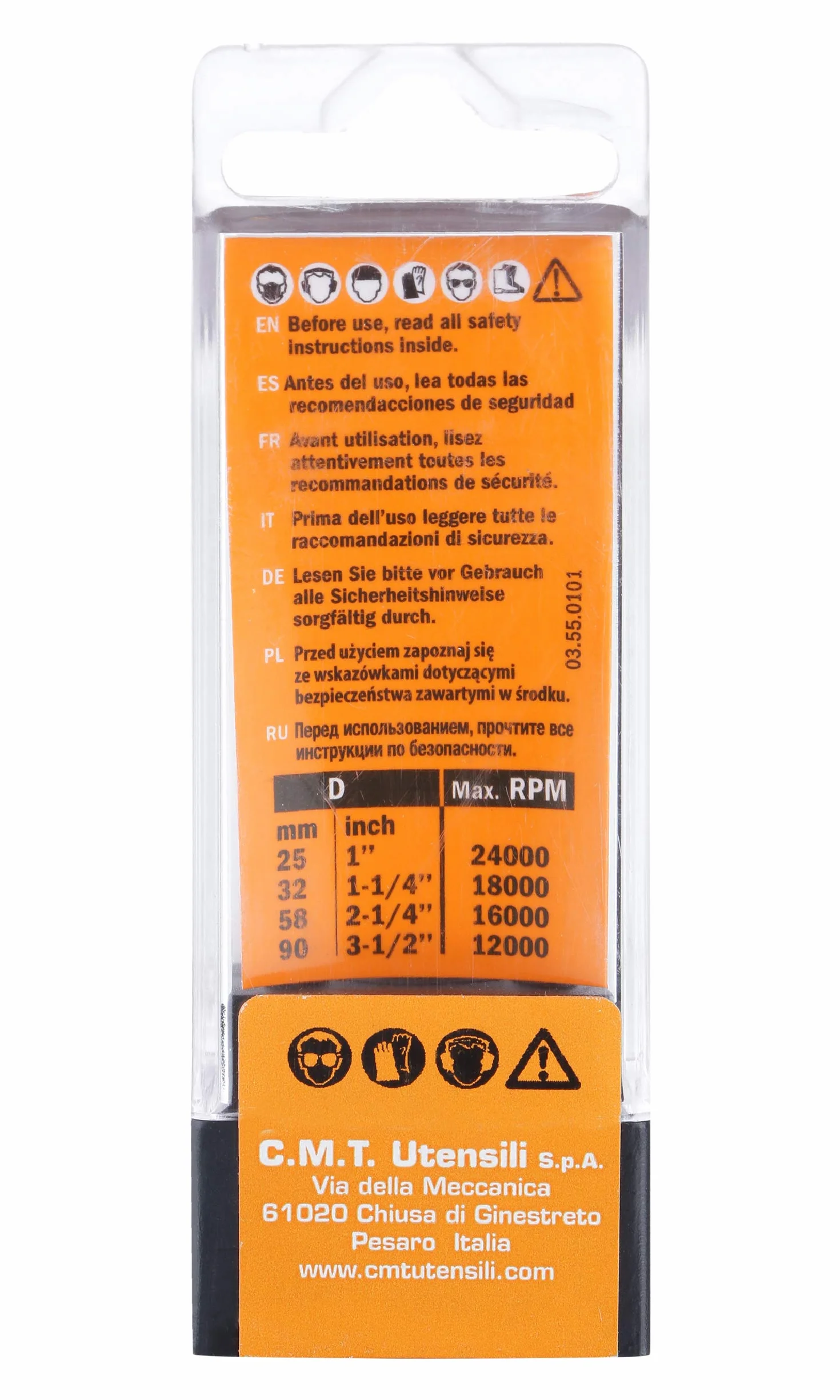 CMT ORANGE TOOLS 914.690.11 Fresa de radio convexo R9,5mm D19mm I31,7mm L73mm SØ12mm