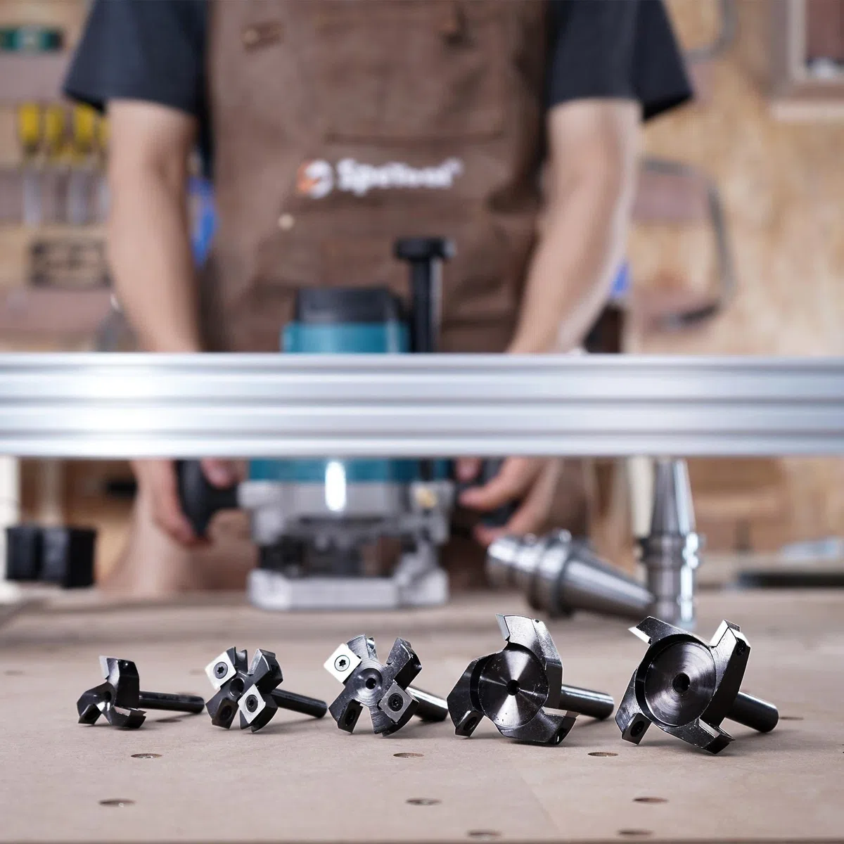 SpeTool Fresadora plana 8 mm eje 40 mm diámetro para fresado superior, 4 flautas CNC, cuchillas de carburo cementado