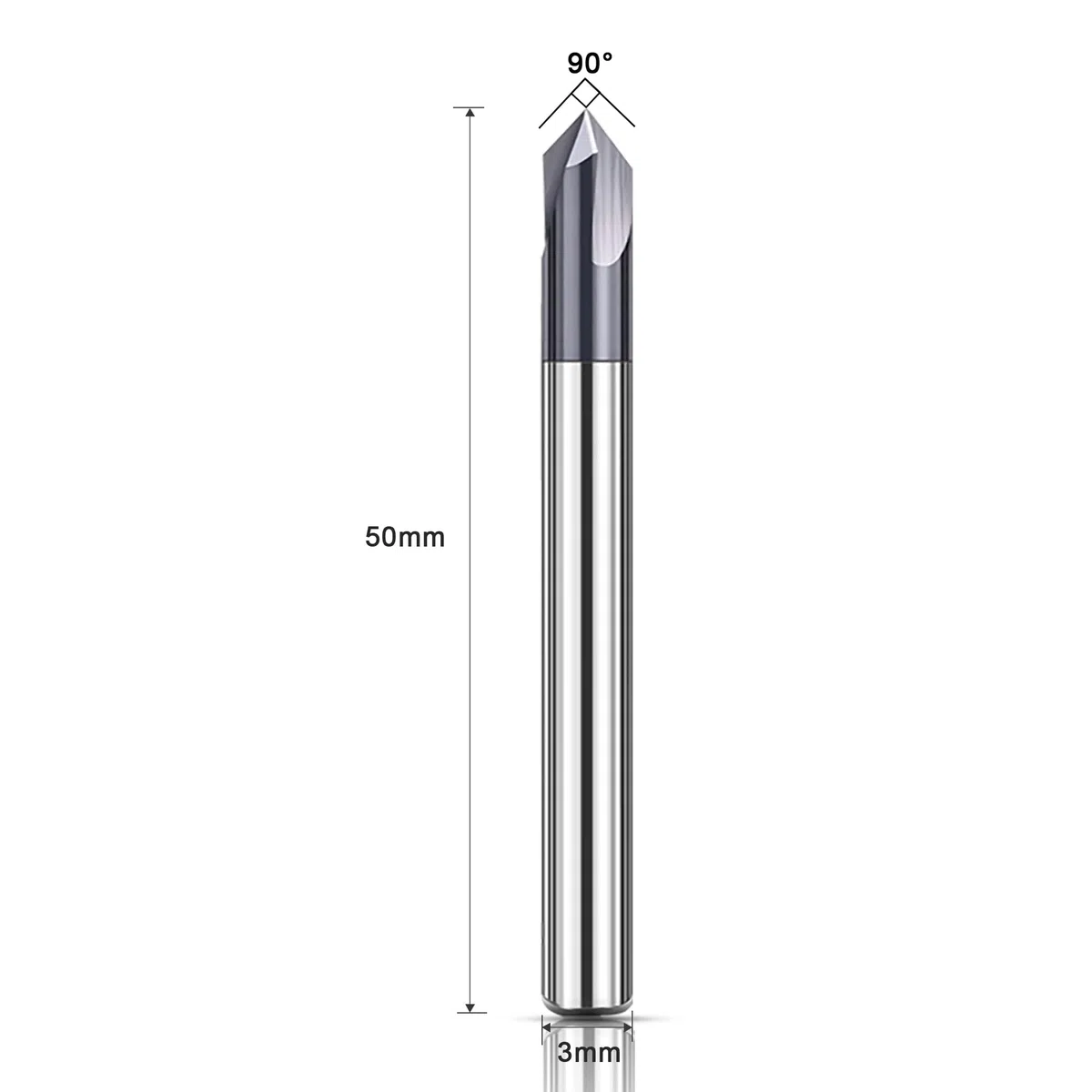 ASNOMY Fresa de torneado de 3 mm VHM con 3 hélices, fresadora de ranuras de 90 grados, fresadora CNC con revestimiento de TiAlN para máquinas herramienta y chaflanado