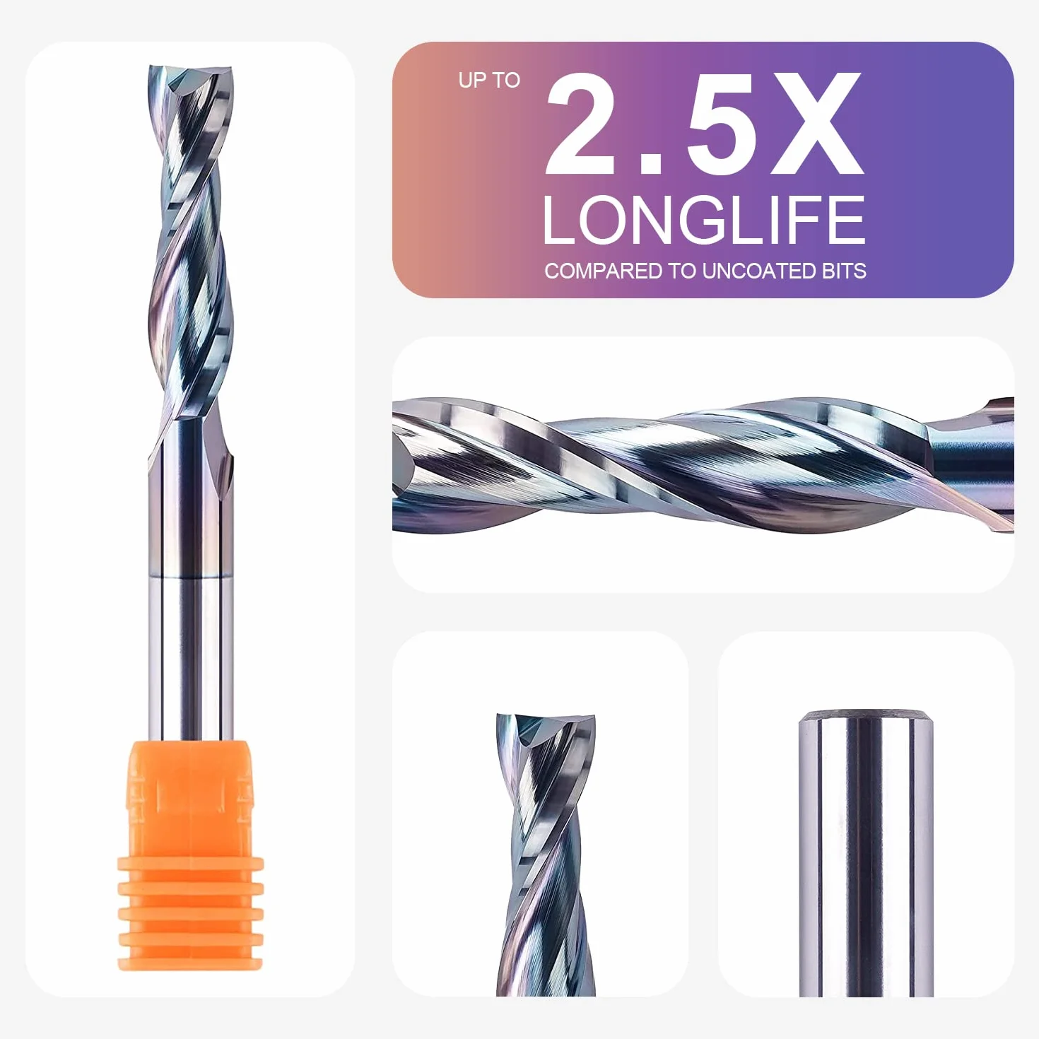 SpeTool Fresas para Madera 8 mm Fresa de Ranurar UP CUT Fresa Helicoidal HRC55 CNC Carburo Sólido Fresa Espiral Longitud de Corte 32mm con Revestimiento TAC Fresas de Corte para Cortar Madera