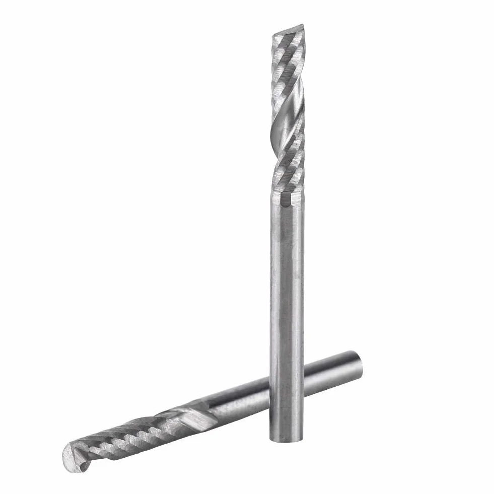 Molino de Extremo del Carburo de Tungsteno 5pcs 3.175mm (1/8") Fresas de Fresado Rotativas del CNC del Solo del Eje de Fresado de la Flauta Fijadas Poco