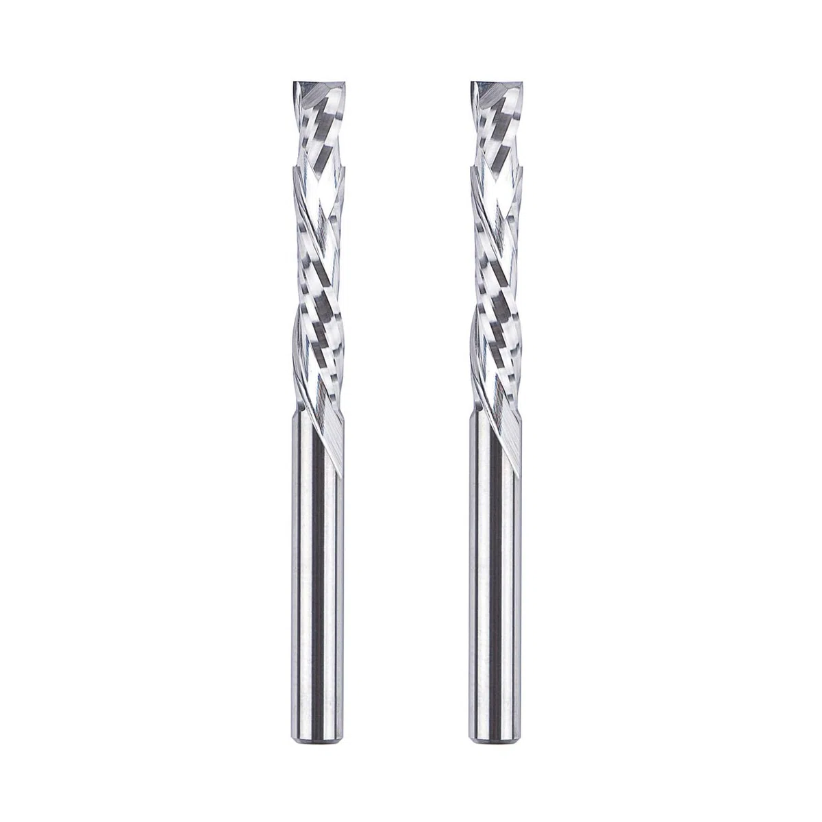 SpeTool 2 piezas de fresa helicoidal de 4 mm de vástago, fresa de ranura en espiral de compresión arriba y abajo de 25 mm de longitud de corte, fresa CNC VHM, fresa de vástago, fresa de ranura, fresa
