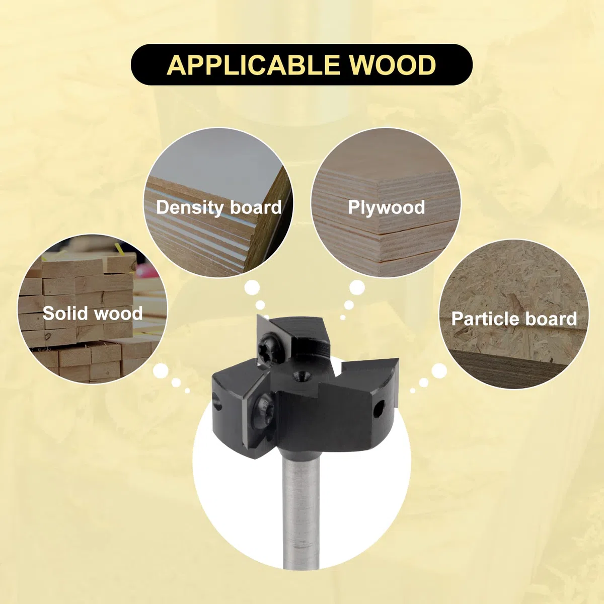 CPROSP Fresa Planadora de 8 mm para Madera Con 39 mm de Diámetro de Corte, 3 Cuchillas para Fresadora, Spoilboard para Alisado y Nivelación Profesional