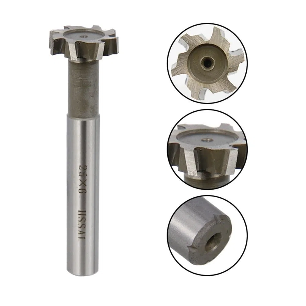 Fresa para ranuras en T, Fresa de acero alta velocidad con ranura en T HSS, cortador 8-20 mm for fresado máquina CNC(14x4x8x65mm)