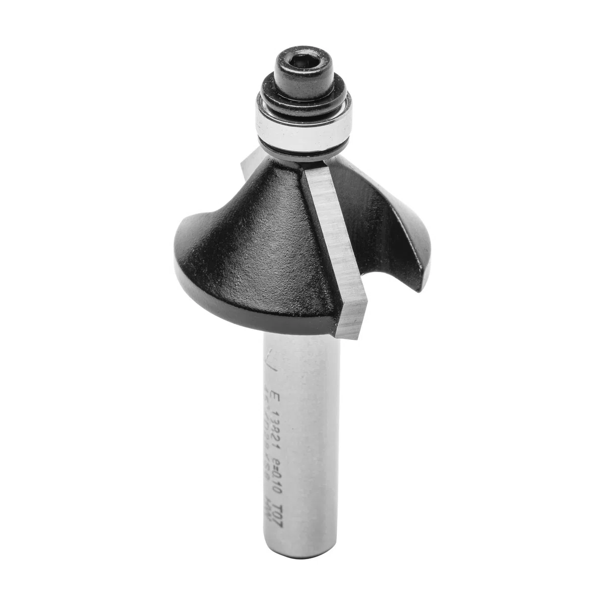 ENT 13821 Fresa de chaflán, en carburo, vástago (S) 8 mm, diámetro (D) 28,6 mm, NL 9 mm, E 45°, SL 32 mm, con rodamiento