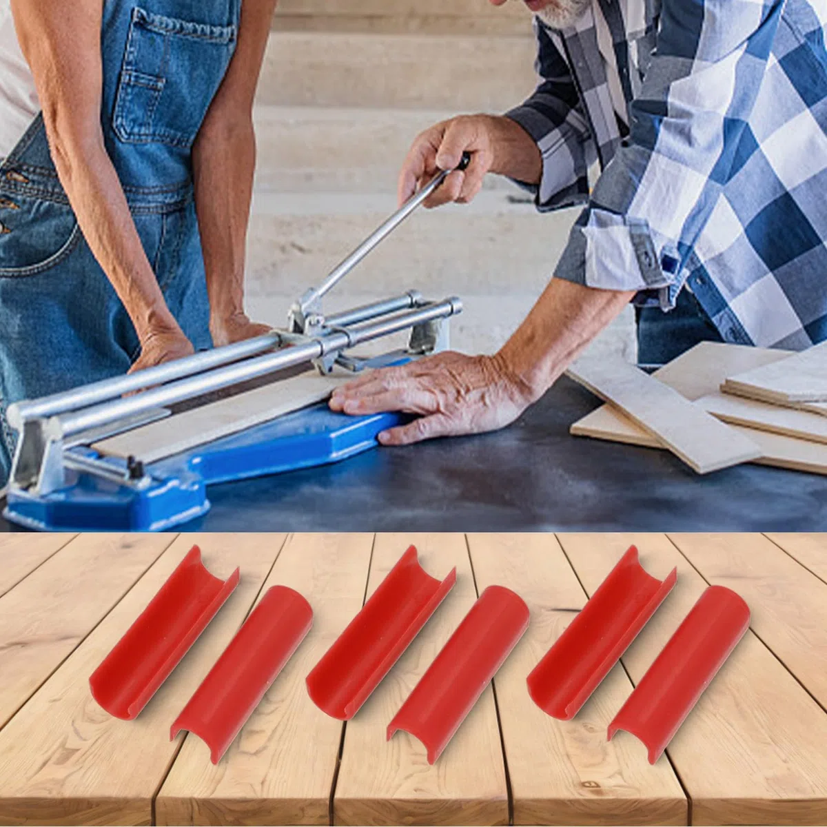 Fundas protectoras para cortador de azulejos en forma de U para putter manual de azulejos, paquete de 10 piezas, cubiertas de plástico para azulejos de cerámica y porcelana, 45 x 12 (10 unidades, rojo