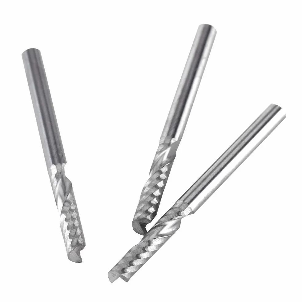 Molino de Extremo del Carburo de Tungsteno 5pcs 3.175mm (1/8") Fresas de Fresado Rotativas del CNC del Solo del Eje de Fresado de la Flauta Fijadas Poco