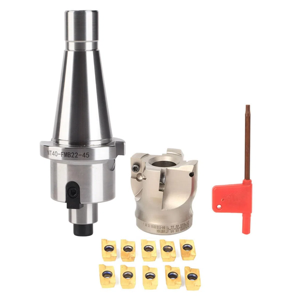 NT40 FMB22 Collet Chuck Holder BAP400R-50-4T Cutter APMT1604 Insertos de Comida con Nueva Resistencia a la Tecnología de Recubrimiento (NT40-FMB22+50 Placa cortadora+1604APMT Cortador 10)